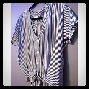 Stripe cropped button up